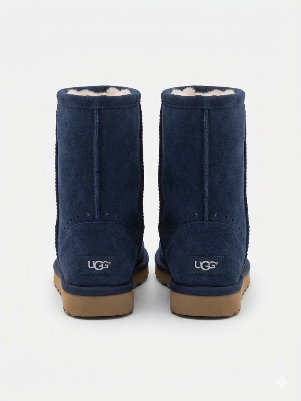 UGG Navy Suede Perforated Shearling Short Boots - Picture 2 of 5